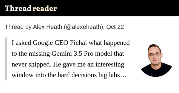 Article image for Pichai Says Gemini 3.5 Pro Never Shipped as Team Diverted Effort to Flash