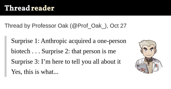 Article image for Anthropic Acquires Mithril Medicine as Professor Oak Reveals Founder Identity