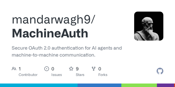 Article image for MachineAuth Launches Open-Source OAuth 2.0 System Built in Go to Authenticate AI Agents Without a Database