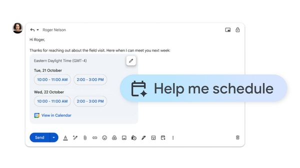 Gmail Launches AI-Powered 'Help Me Schedule' Feature That Auto-Suggests Meeting Times