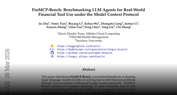 Article image for New FinMCP-Bench Benchmark Tests AI Models on Real-World Financial Problem-Solving With 613 Samples and 65 Financial Tools