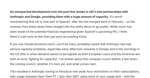 Article image for xAI Pivots to Compute Landlord, Leasing GPUs to Anthropic and Google for Over $2 Billion Monthly as Grok Falls Behind