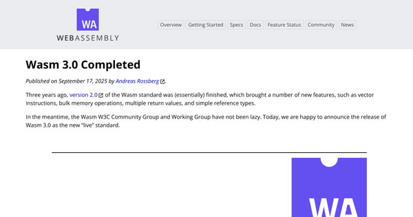 WebAssembly 3.0 Launches With 16 Exabyte Memory Support and Garbage Collection