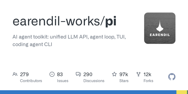 Article image for Open-Source AI Agent Toolkit 'Pi' Hits 97K GitHub Stars With Multi-Provider LLM Support and Built-In Supply Chain Security