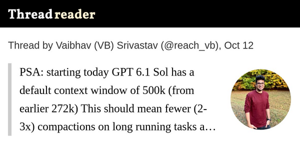 Article image for GPT 6.1 Sol Default Context Window Jumps to 500,000 Tokens, Srivastav Says