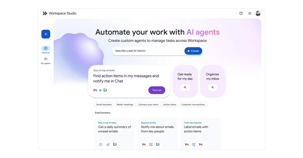 Google Launches Workspace Studio AI Tool That Creates Smart Agents Without Coding Skills