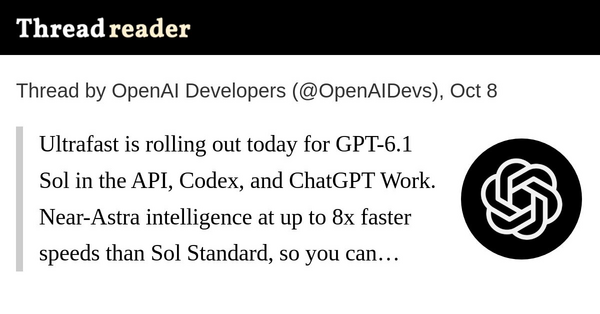 Article image for OpenAI Developers Says Ultrafast GPT-6.1 Sol Rolls Out at 8x Speed