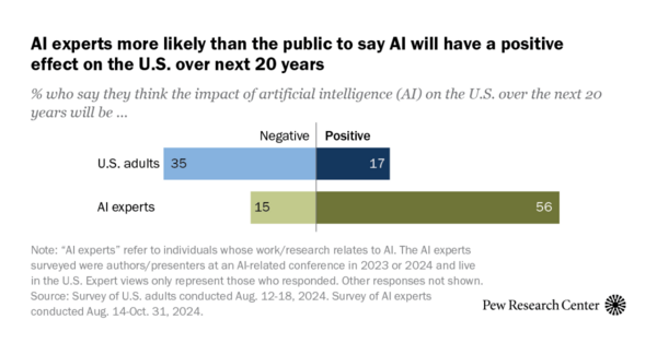 AI Experts Optimistic About AI's Impact, Public Wary of Job Losses
